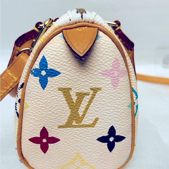 Louis Vuitton LV Handbag M92645 Mini Speedy White Monogram Multicolor -EXCELLENT - Picture 4 of 12